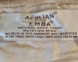 Hollywood Fur Studio "Aeolian Brand Emba" Natural Grey Taupe Mutation Mink Stole