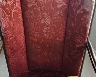 Victorian Red Velvet Upholstered Rocking Chair