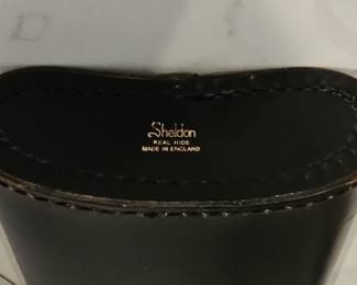 Antique Sheldon Leather and Glass Hip Flask with Real Hide Cover