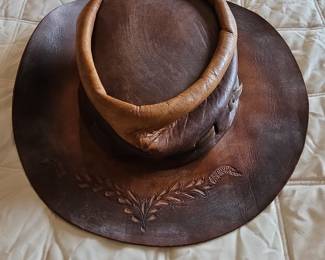 Hand-Tooled Leather Cowboy Hat