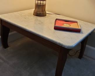 Victorian Eastlake Marble Top Coffee Table