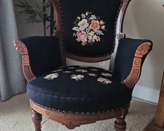 Victorian Eastlake Needlepoint Upholstered Armchair