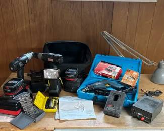 Mixed Power Tools Lot  Bosch Drills  More