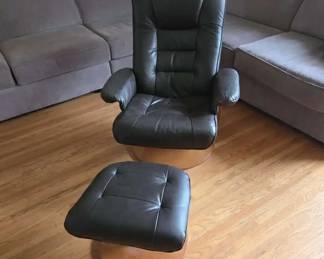 Dark Brown Chair And Ottoman