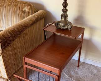 Kurt Ostervig Danish Modern teak two-tier side table with a removable magazine rack