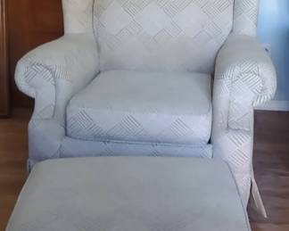 Cream Chair  Ottoman on Wheels