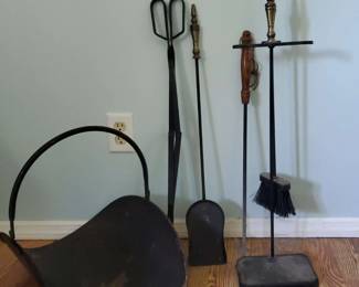 Black Metal Fireplace Tools  Metal Footed Log Holder