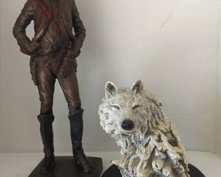 Wolf and Cowboy Sculpture