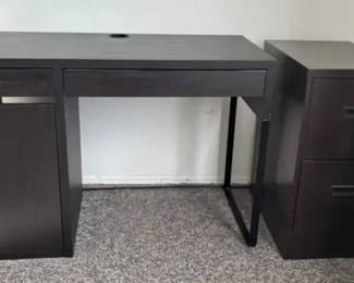 Dark Laminate Desk  Filing Cabinet
