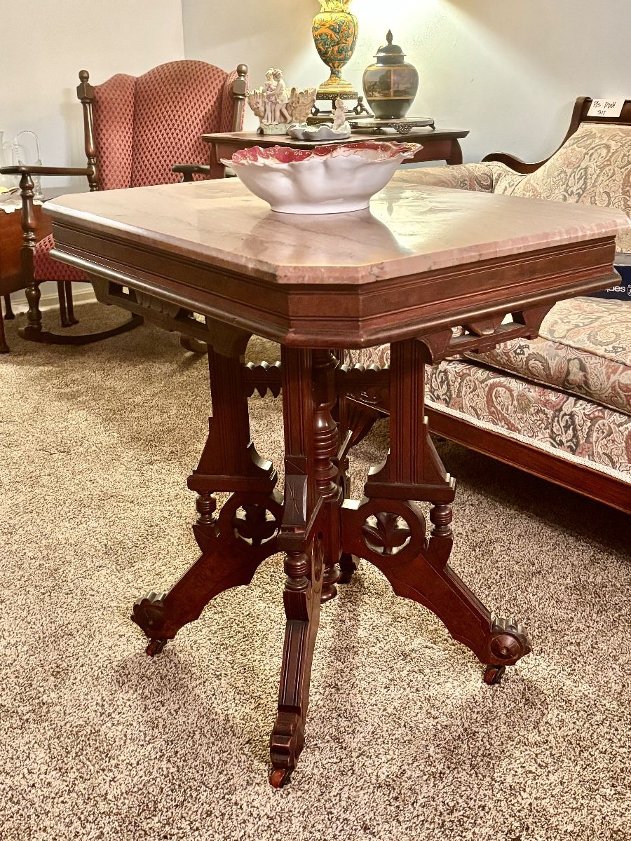 Victorian Eastlake  Marble Top Table