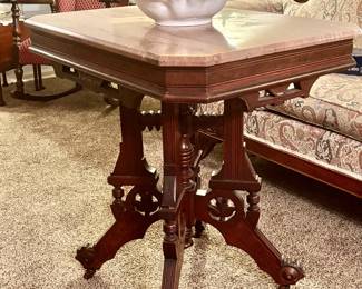 Victorian Eastlake  Marble Top Table
