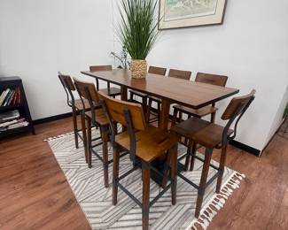 Modern High Top Table & Eight Matching Chairs