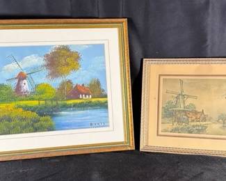 Dutch Landscape, Windmill Oil, Painting By Roets