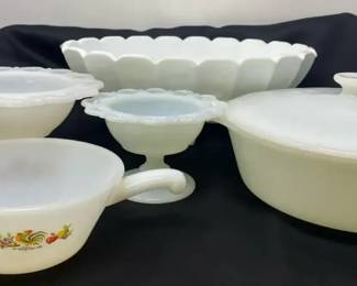 Vintage Anchor Hocking Old Colony Open Lace Pieces  Indiana Glass Oval Fruit Bowl