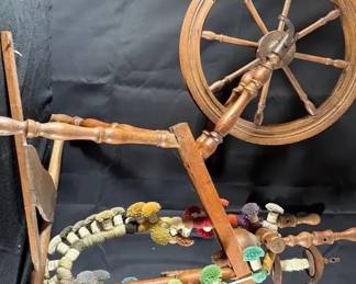 Antique Wooden Spinning Wheel