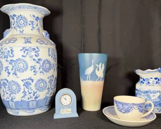 Ironstone And WedgWood Blue And White Pottery Assortment