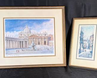 Vintage Framed Rome And Paris Prints