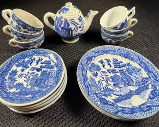 Blue And White Porcelain Mini Tea Set Made In Japan