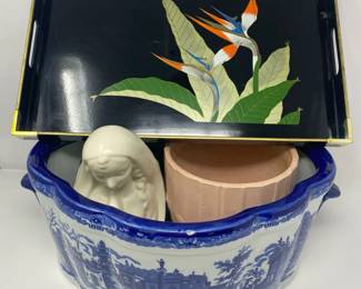 Vintage Otagiri Bird Tray, McCoy Vintage, Haeger pottery, Victoria Ware ironstone footbath