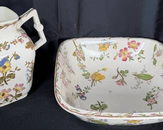 Floral Ceramic Pitcher And Basin Botanic Garden Designed By Susan, William Ellis