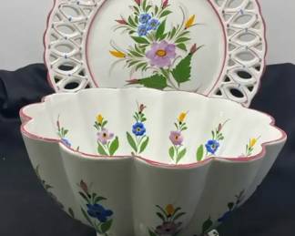 Portugal Reel Hand painted Decorative Plate  Glazed Ceramic Footed Bowl