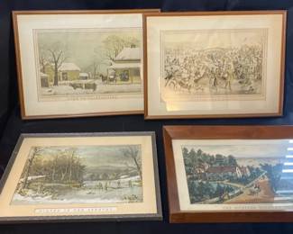 Reprints From Lith By Currier  Ives The Western Farmers Home, Central Park  Thanksgiving