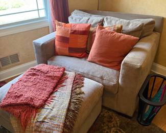 Crate & Barrel oversized chair w/ottoman