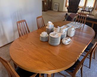 Boram Rasmus MCM Danish Teak Dining Table with Six Chairs