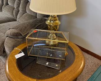 Glass and Brass Geometric Display Case with Heart Lock