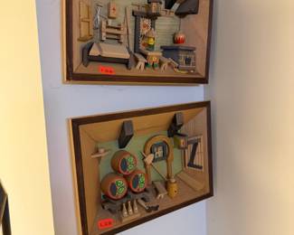 Vintage German Wooden Diorama Shadow Boxes