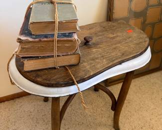Antique Kidney-Shaped Vanity Table with Books
