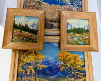 Four Vintage Contemporary Impressionist Oil on Canvas Paintings