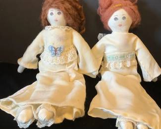 Two Cloth Dolls with Painted Faces