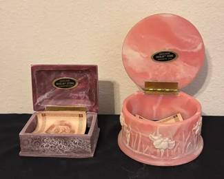 Genuine Incolay Stone Trinket Boxes