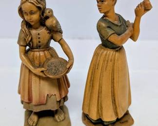 Vintage ANRI Hand Carved Figurines Little Lisa Farm Woman