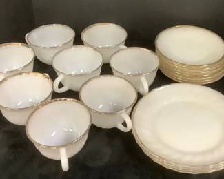 Vintage Fire King Swirl Or Golden Anniversary Milk Glass Pieces