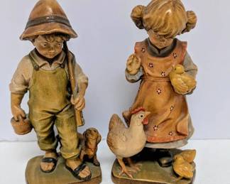Vtg Heinzeller Holzschnitzerei Hand Carved Painted Figurines