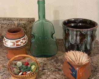 Green Glass Violin Bottle More