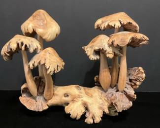 Hand carved Wooden Mushroom Sculpture