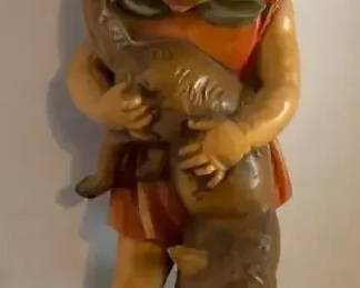 Vintage ANRI Girl Holding Cat