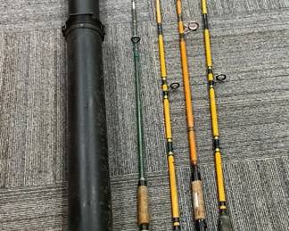 Vintage Eagle Claw Daiwa Rods with Plano Fishing Rod Holder