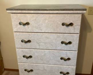 Perdue Faux Marble Five Draw Dresser
