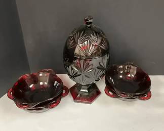 Vintage Ruby Red Egg Shaped Candy Dish Vintage Anchor Hocking Dishes