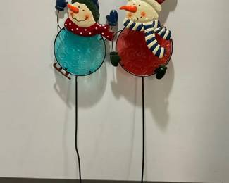 Two Outside Holiday Snowmen