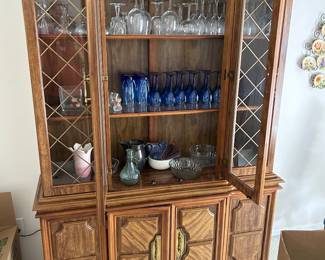 China Hutch! Midcentury modern fine things. Furniture and glassware sold separately