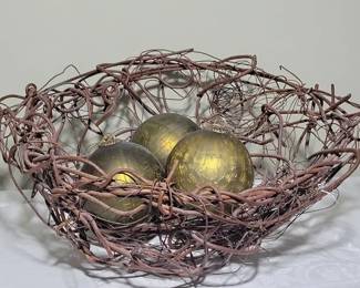 Sculptural Rusty Wire Bowl