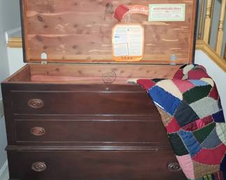 LANE Cedar Chest Antique Crazy Quilt