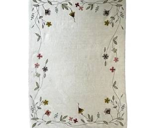 Cotton Rug With Floral Embroidery