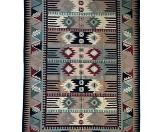 1970s Fine Loop Hand Knotted Kilim Rug