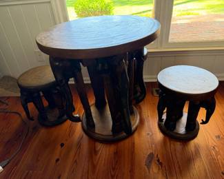 Monkey pod table and stools